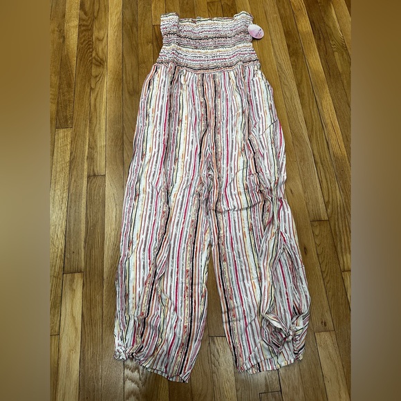 Full Circle Trends Strapless Colorful Cropped Jumpsuit With pockets PLUS Sz 3X - Picture 6 of 8